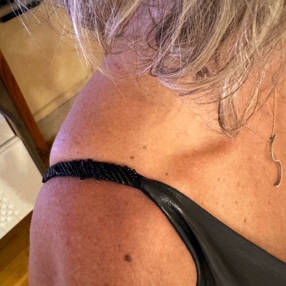 Trussardi embellished shiny lambskin bodycon strap midi dress IT46 - Picture 5 of 17